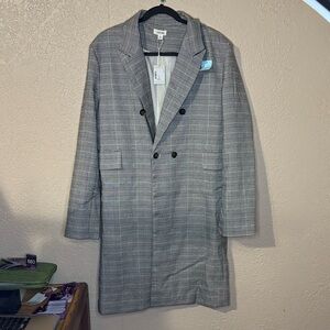 H&M Black and Gray Checkered Coat
